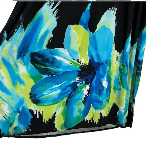 Catherines Sleeveless Midi Dress Blk Floral Watercolor 3X - Picture 5 of 6